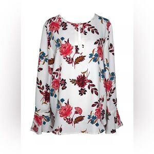 LOFT Women's Floral White Top
